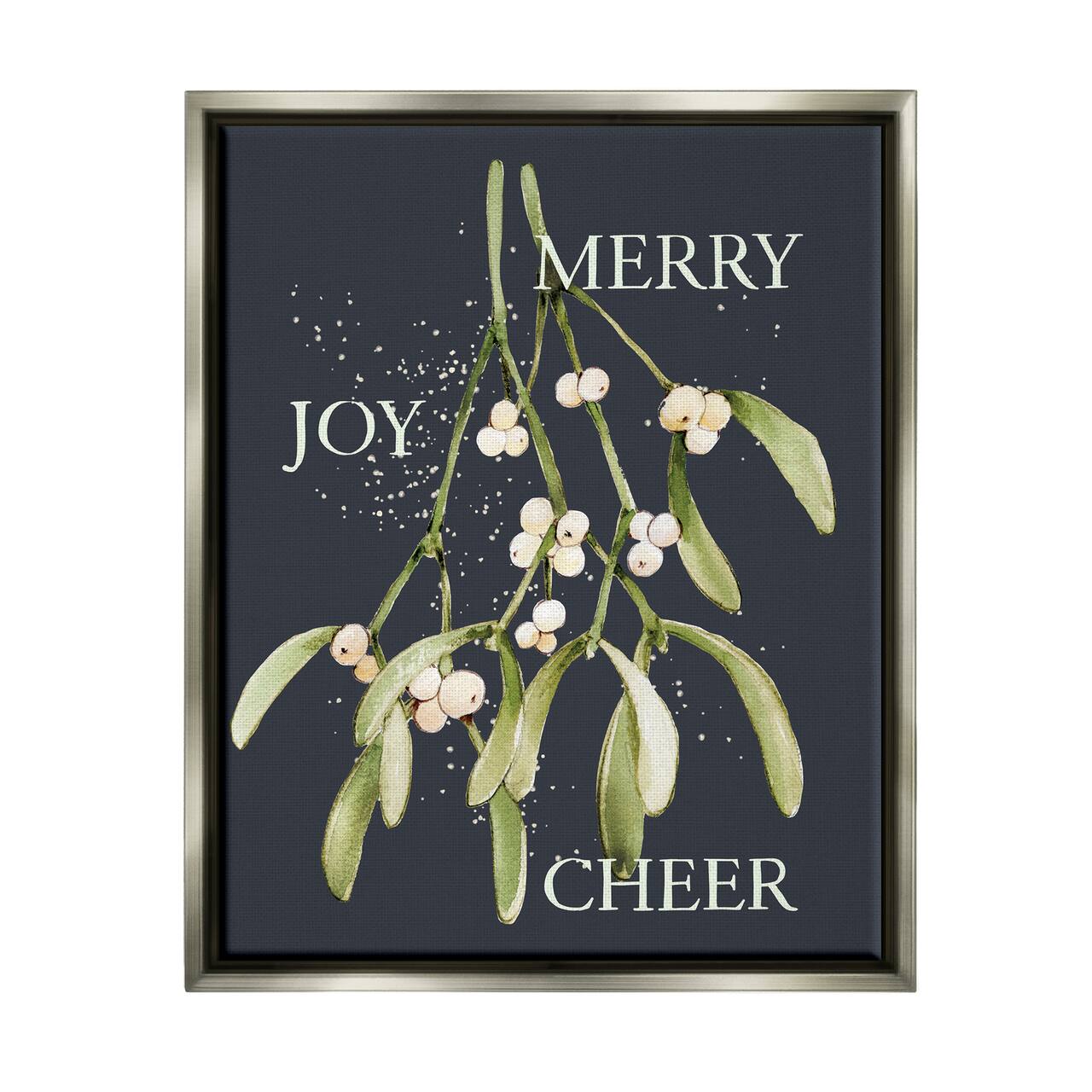 Stupell Industries Merry Joy Cheer Holly Berries Framed Floater Canvas Wall Art